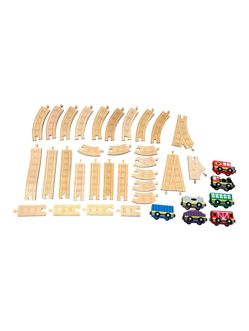 37 Piece Lot Wooden Railway Train Track Brio Thomas Melissa & Doug Cars Pieces